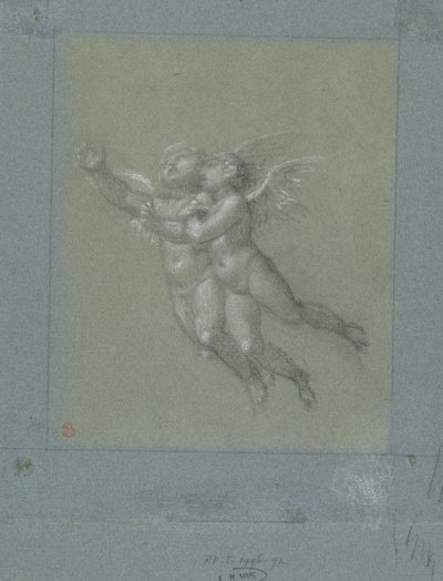 Zwei fliegende Putti von Pierre Prud