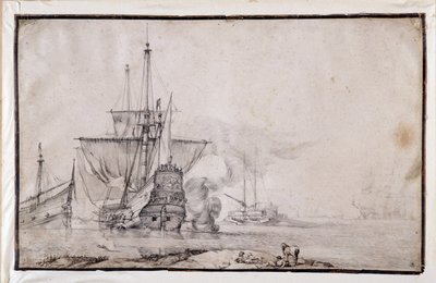 Schiff feuert die Kanone ab von Pierre Puget