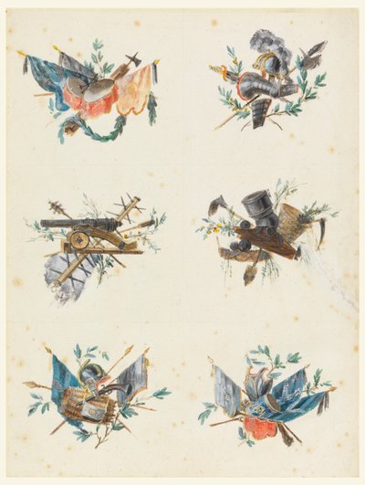 Sechs Trophäen aus militärischen Attributen von Pierre Ranson