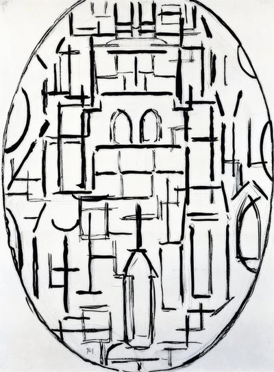Piet Mondrian, Kirche in Domburg, 1914 von Piet Mondrian