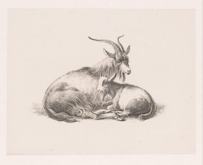 Bock und eine Ziege von Pieter Bartholomeusz. Barbiers
