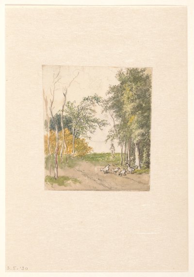Landschaft mit Hühnern entlang des Weges von Pieter Bartholomeusz. Barbiers