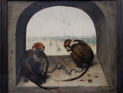 Zwei angekettete Affen von Pieter Brueghel the Elder