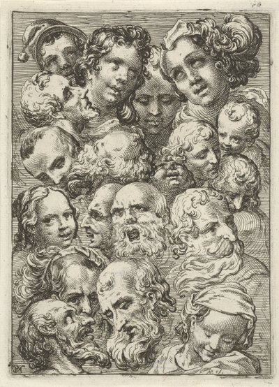 Studienblatt mit neunzehn Köpfen von Pieter Feddes van Harlingen