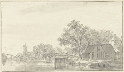 Dorfansicht mit Fluss von Pieter Jan van Liender