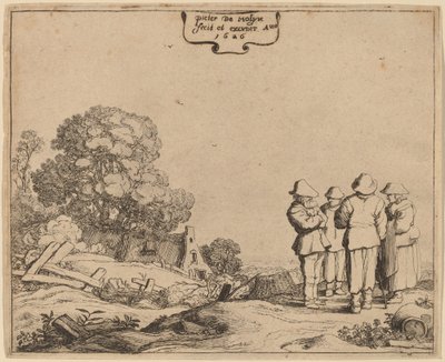 Drei Bauern und eine Frau von Pieter Molijn