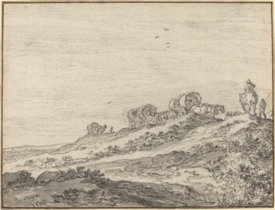 Reisende entlang des Hügelskamms von Pieter Molijn