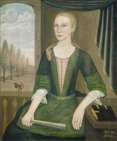 Junge Dame mit einem Fächer von Pieter Vanderlyn