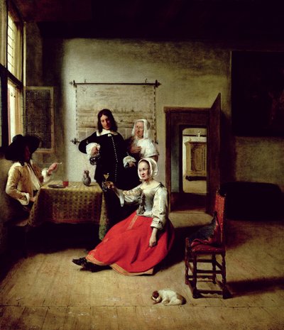 Frau trinkt mit Soldaten, 1658 von Pieter de Hooch
