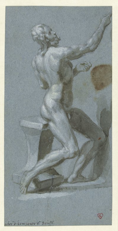 Sitzender nackter Mann, nach rechts von Pieter de Kempener