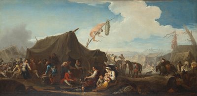 Lagerleben mit Marketenderzelt von Pieter van Bloemen