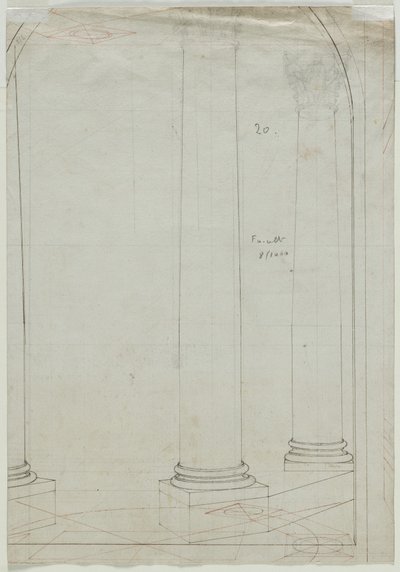 Architektonische Zeichnung von Säulen (Verso) von Pietro Fancelli