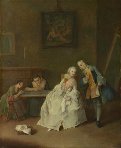 Eine Dame empfängt einen Kavalier, 1747-1755 von Pietro Longhi