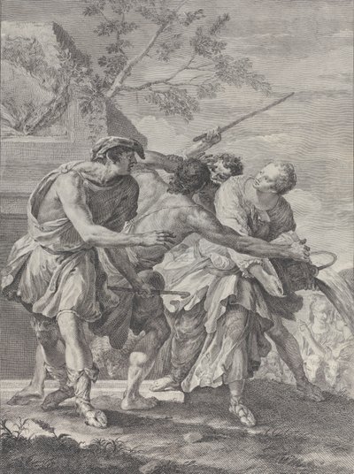Moses verteidigt die Töchter Jethros, 1732-50 von Pietro Monaco