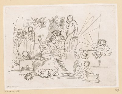 Frau mit Kreuz auf Felsen von Pietro Testa