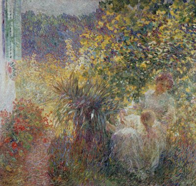 Mutter und Sohn im Garten von Plinio Nomellini