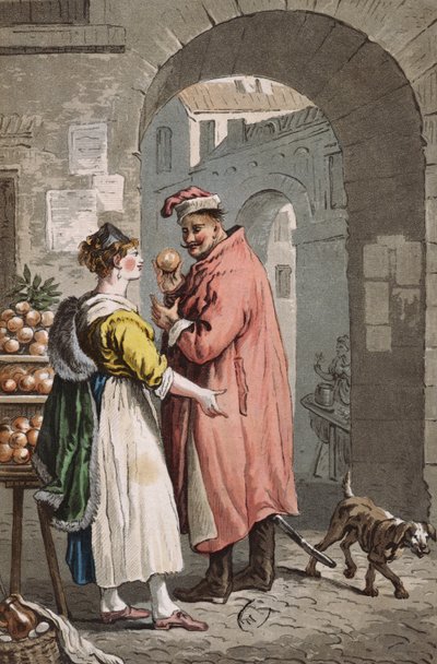 Orangenverkäufer in Warschau, ca. 1810 (farbige Gravur) von Polish School