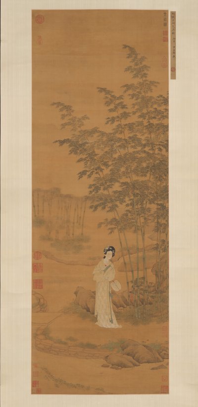 Dame in einem Bambushain von Qiu Ying
