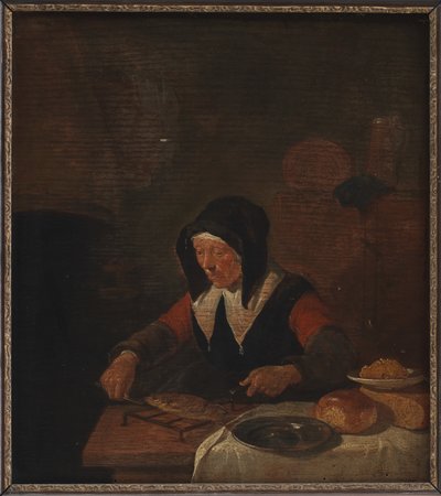 Alte Frau bei ihrer Mahlzeit von Quiringh Gerritsz van Brekelenkam