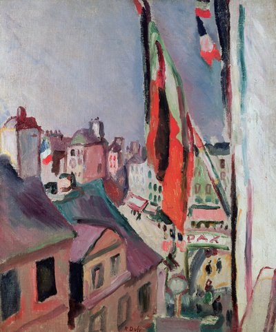 Die mit Fahnen geschmückte Straße von Raoul Dufy
