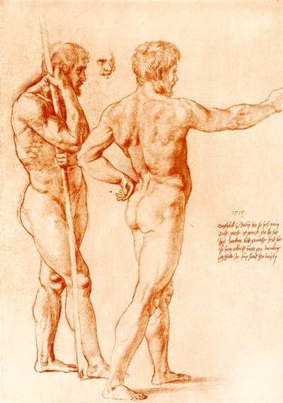 Aktstudie von zwei Kriegern von Raffaello Sanzio Raphael