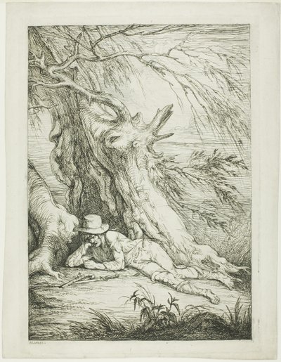 Brigant, der unter einem Baum liegt von Raphael Lamar West