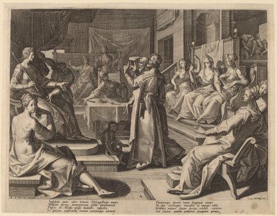 Heliogabalus und die weisen Frauen, 1589 von Raphael Sadeler