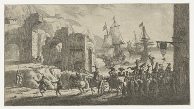 Maskerade bei einem Hafen von Reinier Nooms (attributed to)