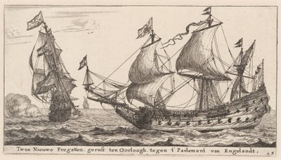 Zwei niederländische Fregatten von Reinier Nooms, called Zeeman