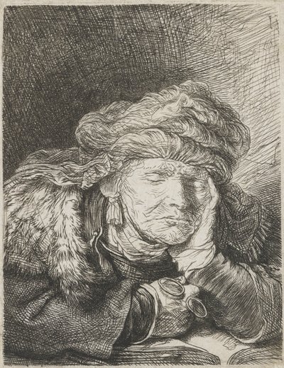 Schlafende alte Frau von Rembrandt van Rijn
