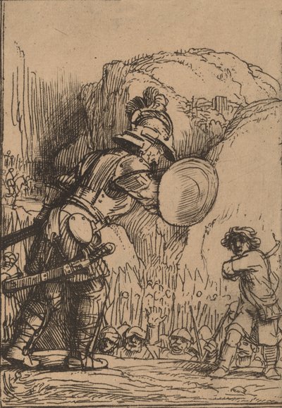 David und Goliath, 1655 von Rembrandt van Rijn