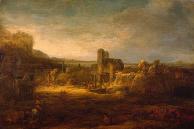 Landschaft mit einer Zugbrücke von Rembrandt van Rijn