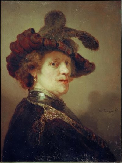 Selbstbildnis mit Federhut von Rembrandt van Rijn