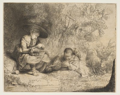 Der Flötenspieler, 1642 von Rembrandt van Rijn