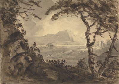 Landschaft mit Berg in der Mitte der Ferne von Rev. William Gilpin