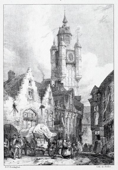 Bergues: La Tour du marché, 1824 von Richard Parkes Bonington