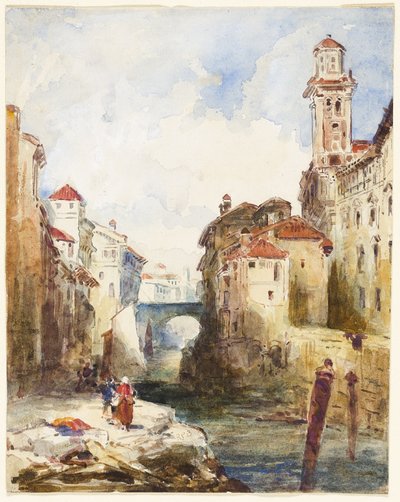 Französische Stadt, Gebäude und Fluss von Richard Parkes Bonington
