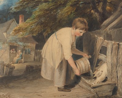 Mädchen füttert Schweine, 1800 von Richard Westall