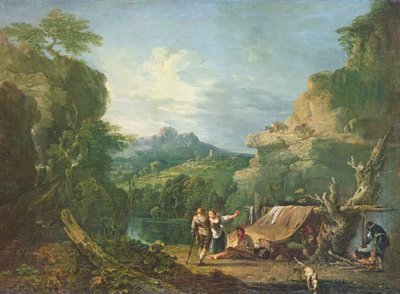 Landschaft mit Banditen um ein Zelt von Richard Wilson