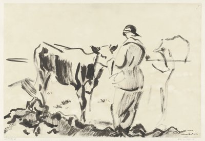 Frau mit einem Kalb von Rik Wouters