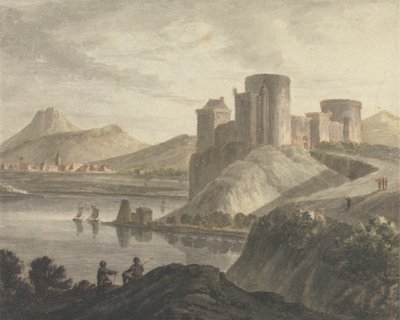 Schloss mit Figuren in einer klassischen Landschaft von Robert Adam