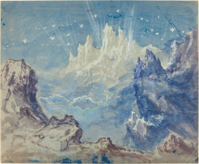 Fantastische bergige Landschaft mit sternenklarem Himmel von Robert Caney