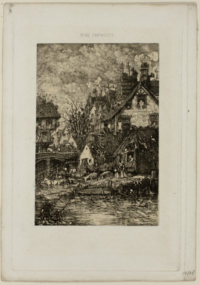 Ein Dorf betreten, aus Revue Fantaisiste von Rodolphe Bresdin