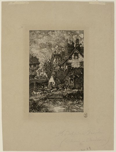 Ein Dorf betreten, aus Revue Fantaisiste von Rodolphe Bresdin