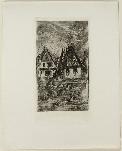 Marktplatz mit Sonnenschirmen von Rodolphe Bresdin