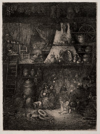 Bauerninterieur in der Haute-Garonne, 1858 von Rodolphe Bresdin