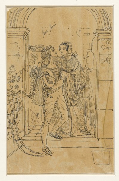 Romeo und Julia in Kostümen des 15. Jahrhunderts von Rodolphe Bresdin