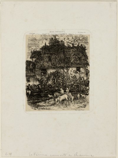Das strohgedeckte Bauernhaus, aus Revue Fantaisiste von Rodolphe Bresdin