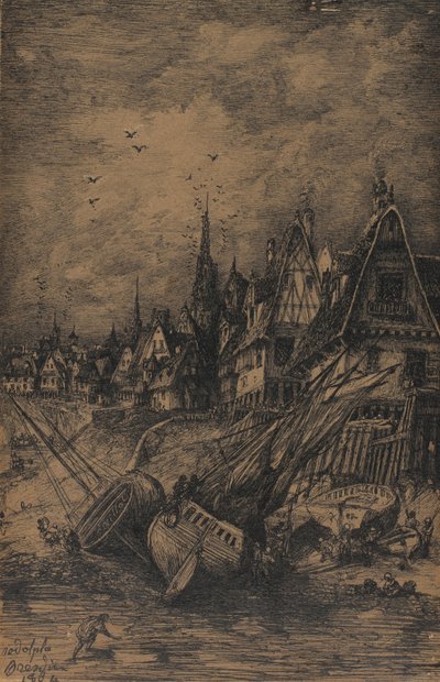 Angespülte Schiffe, 1864 von Rodolphe Bresdin