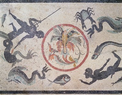 Fischer und Meereskreaturen, 1. Jahrhundert n. Chr. von Roman